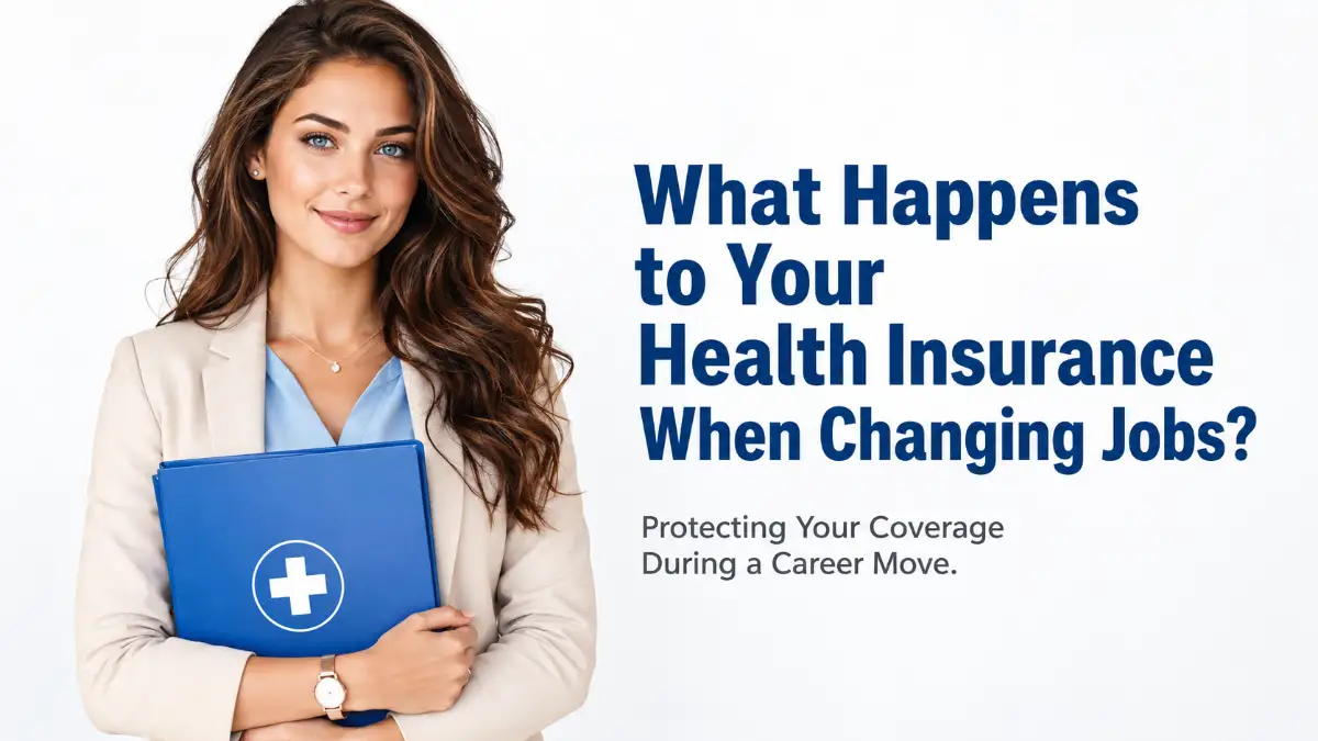 A smart American female model holding a medical folder, representing what happens to your health insurance when you change jobs.